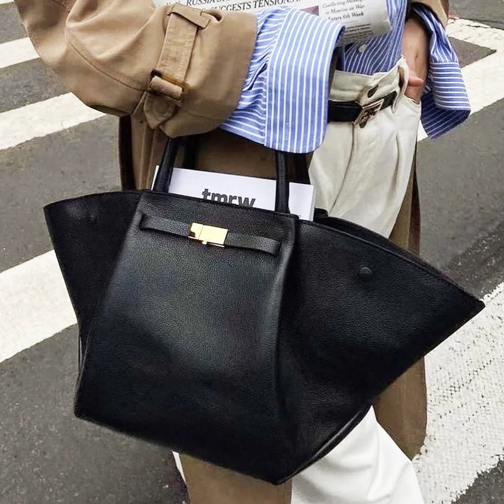 Sac cabas structuré à soufflets latéraux pour femme