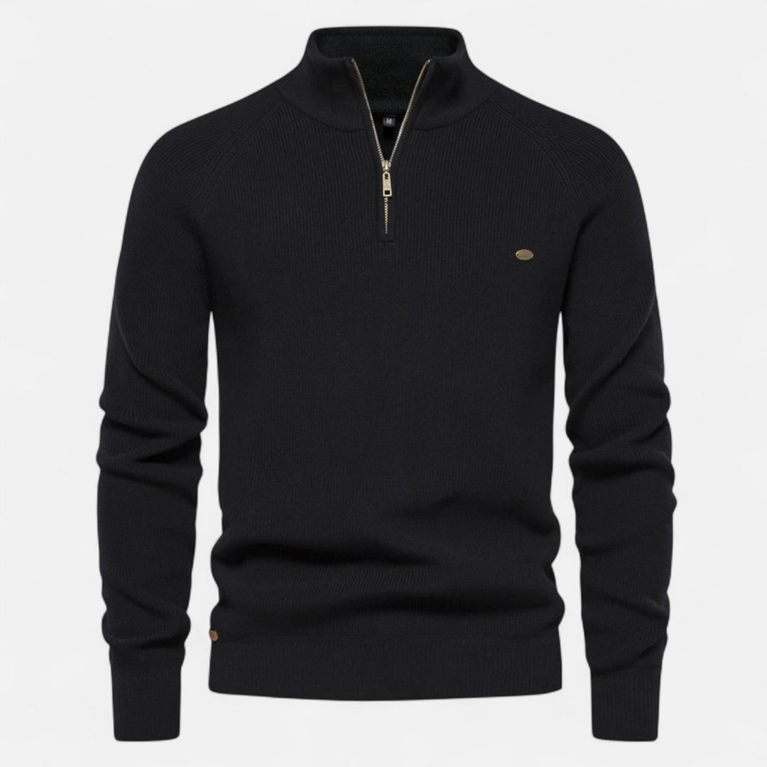 Pull à demi-zip à col montant pour homme