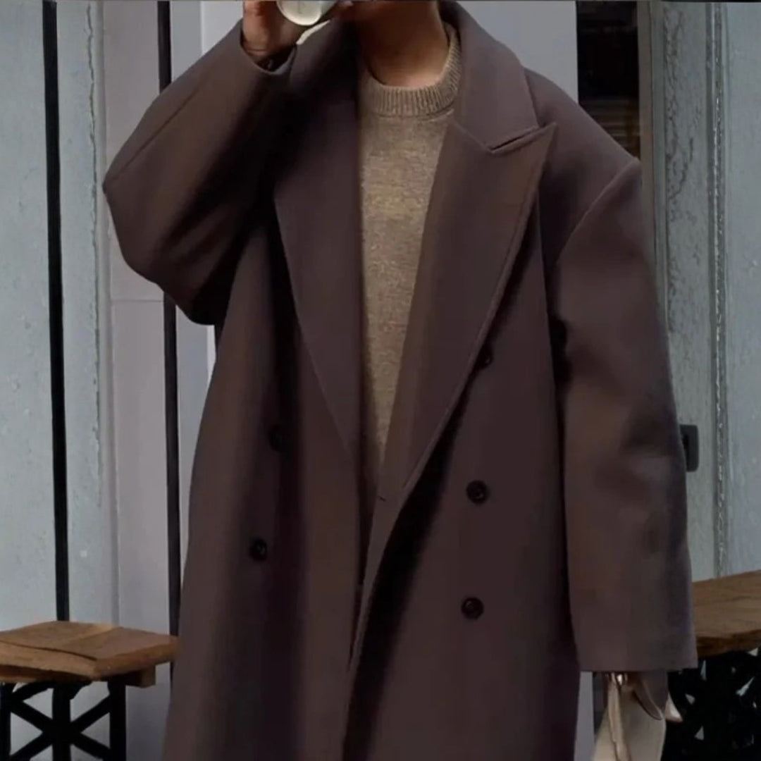 Manteau Long à Revers Croisés pour Femme