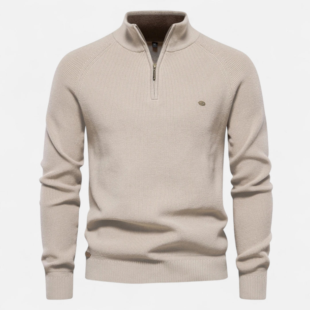 Pull à demi-zip à col montant pour homme