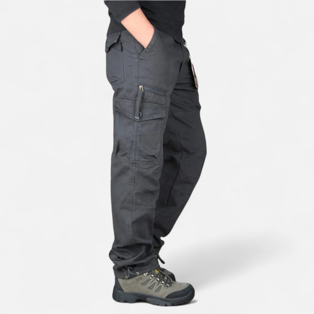 Pantalon cargo à poches multiples pour homme en toile