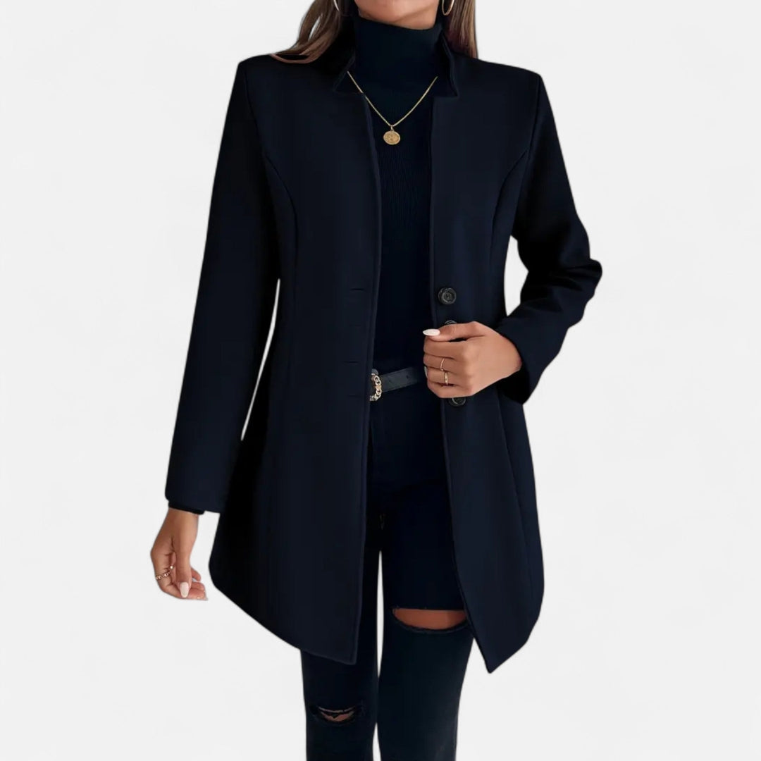 Manteau long à simple boutonnage pour femme
