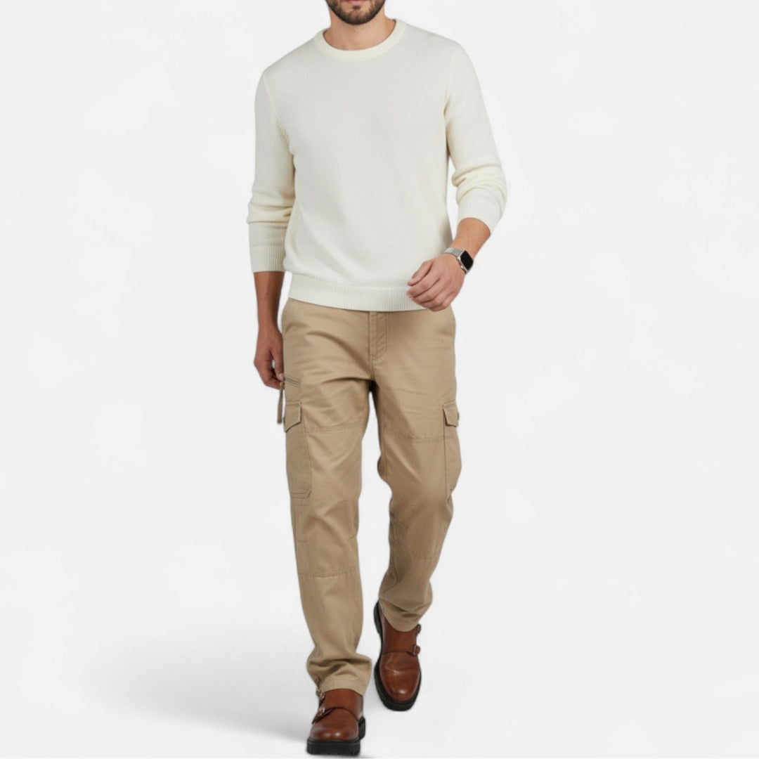 Pantalon cargo à poches multiples pour homme en toile