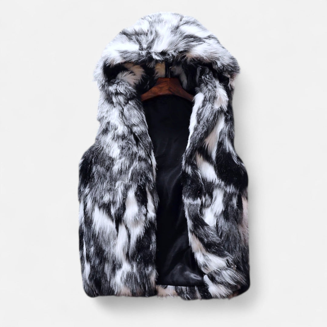 Gilet à capuche en fausse fourrure pour homme