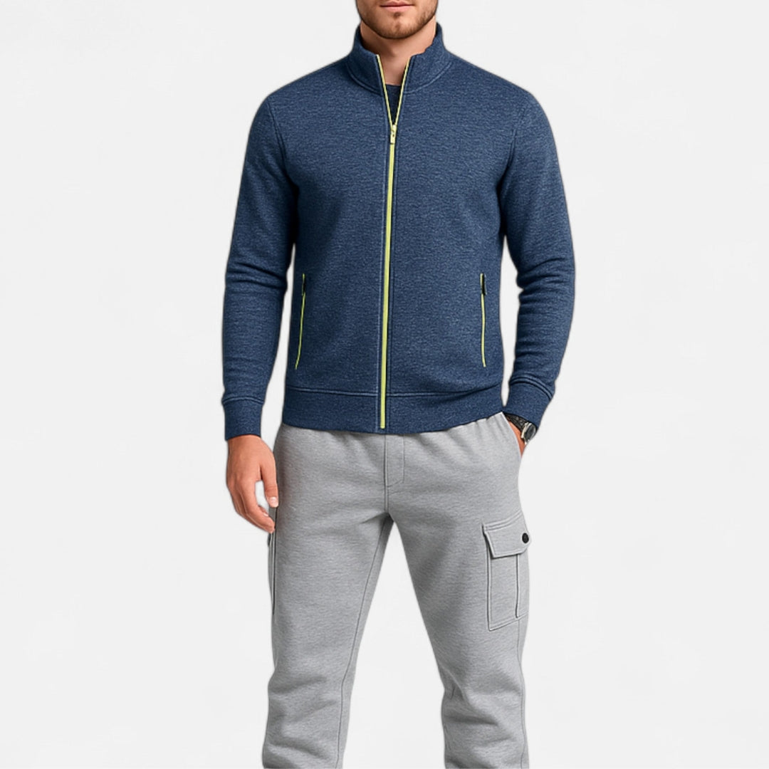 Veste sweat zippée à col montant pour homme