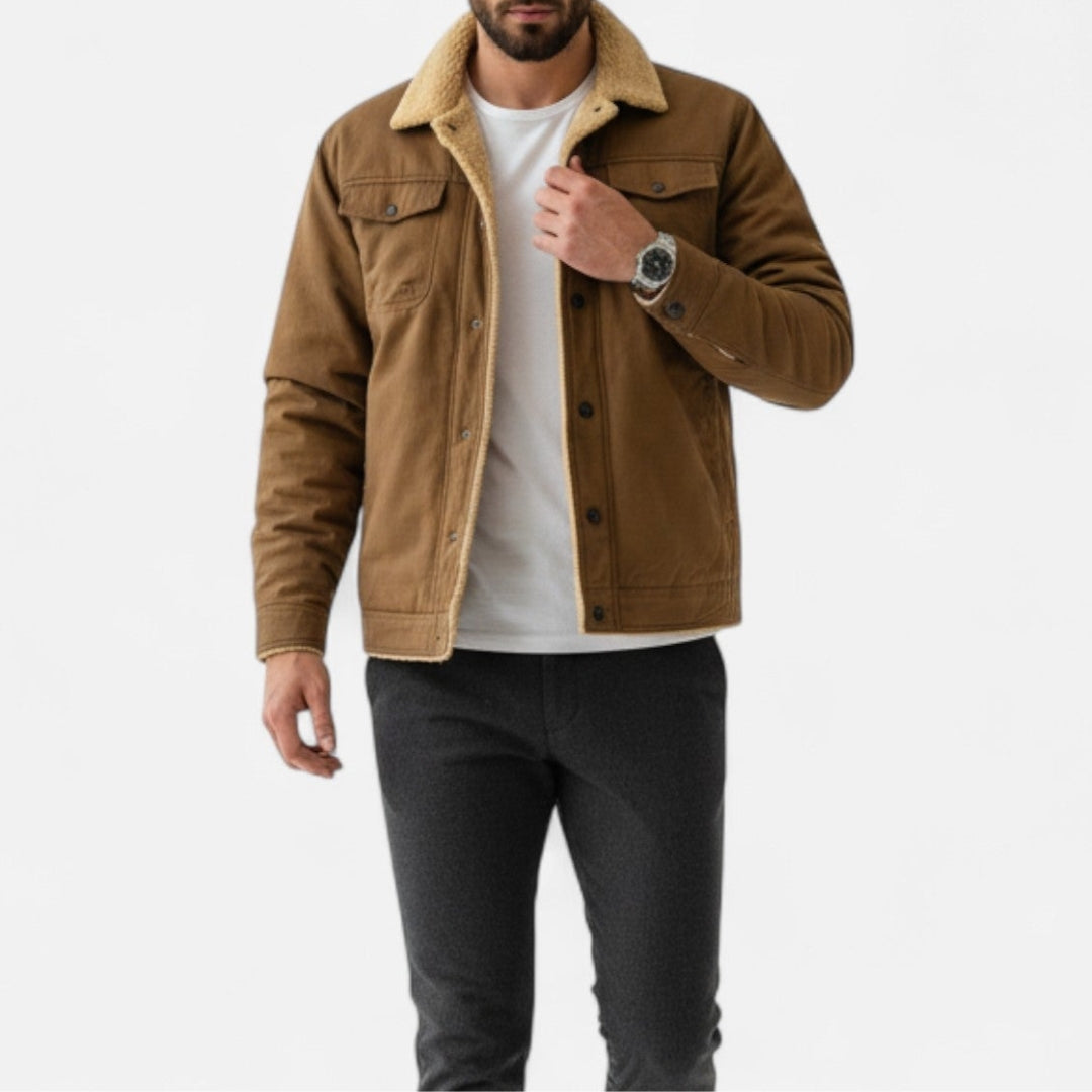 Veste à boutons pour homme avec doublure imitation laine