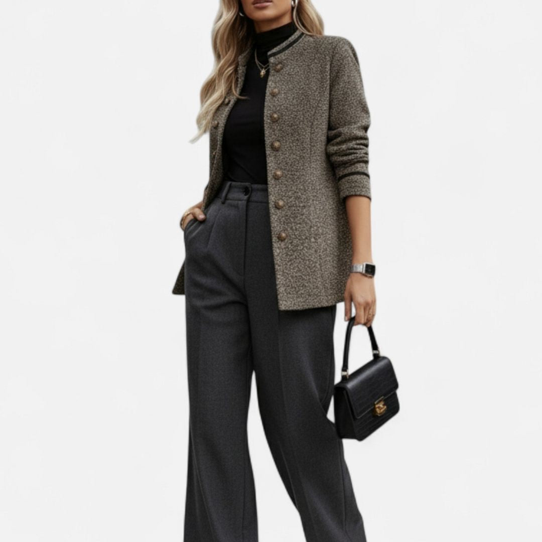 Manteau en Tweed à Boutons pour Femme