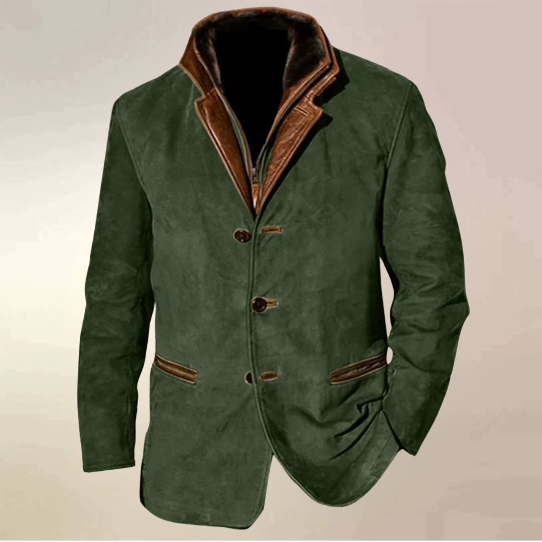 Blazer med lynlås og kontrastkrave til mænd