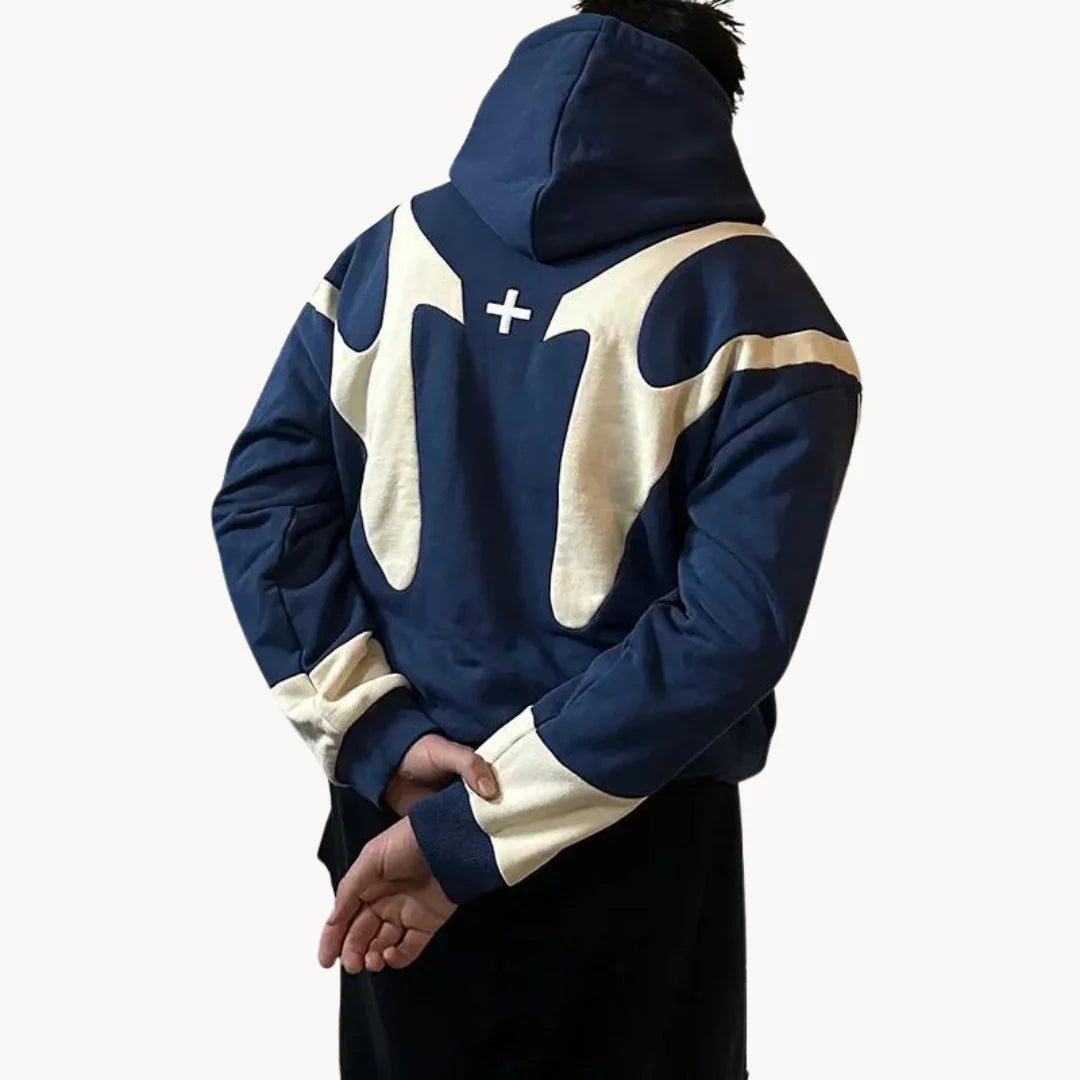 Hættetrøje med lynlås i urban stil med lige pasform til mænd