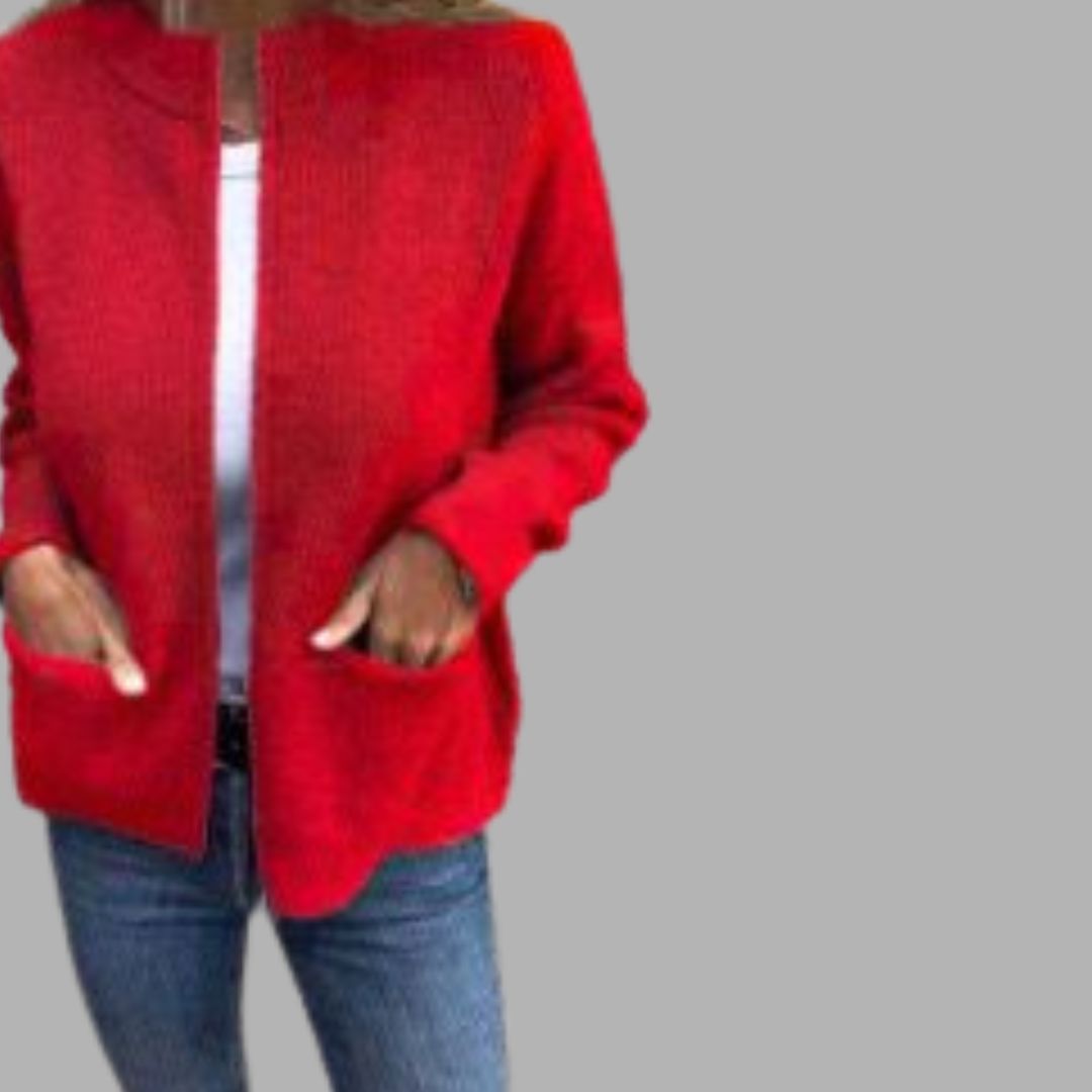 Veste tricotée à côtes zippée avec poches pour femme