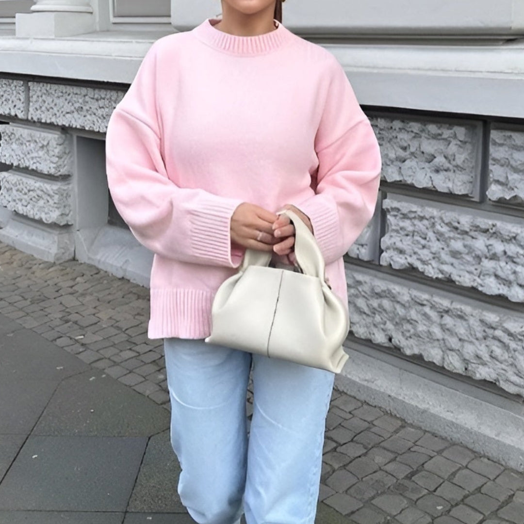 Pull en maille à col rond et manches longues pour femme