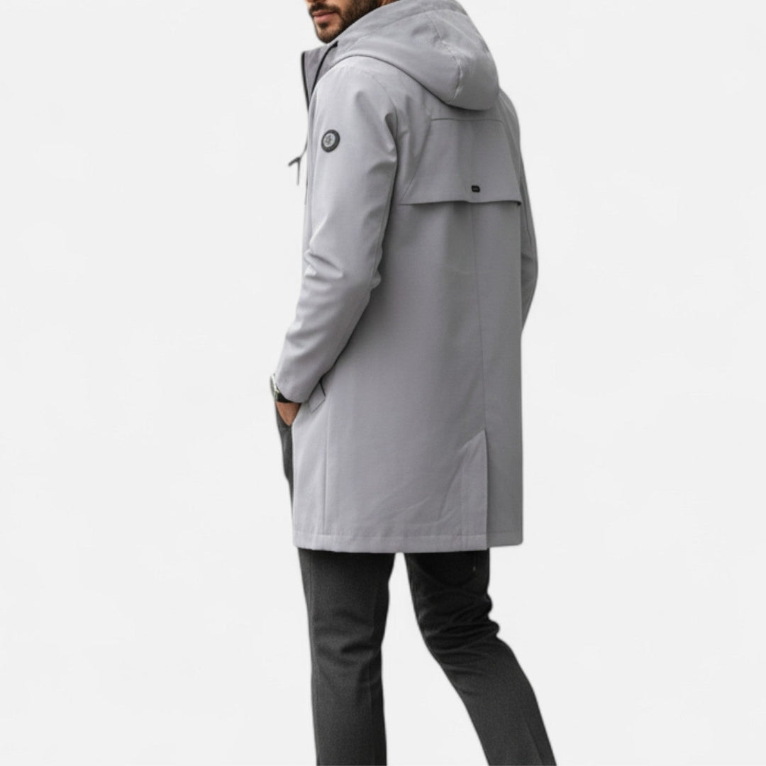 Manteau Long à Capuche Zippé pour Homme