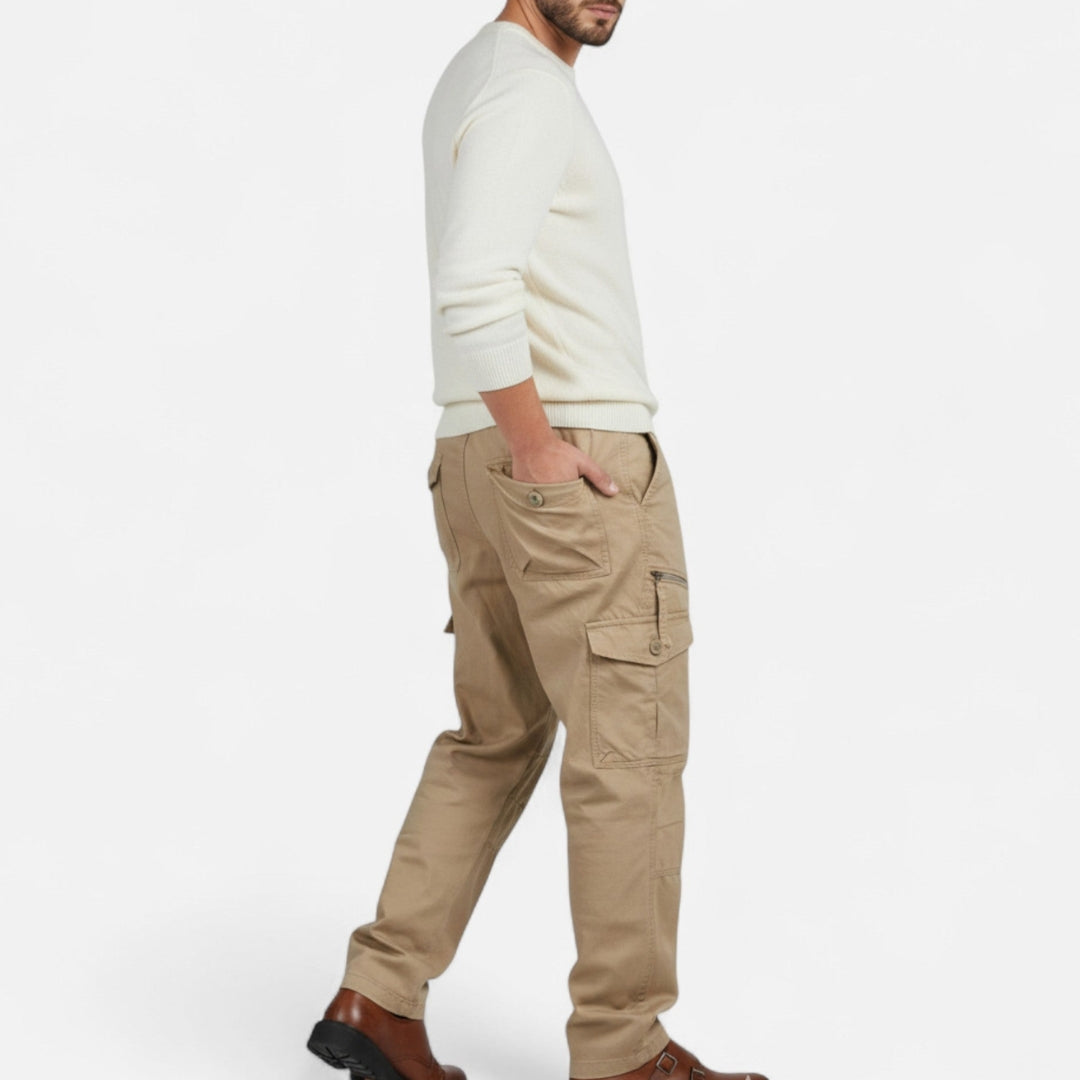 Pantalon cargo à poches multiples pour homme en toile