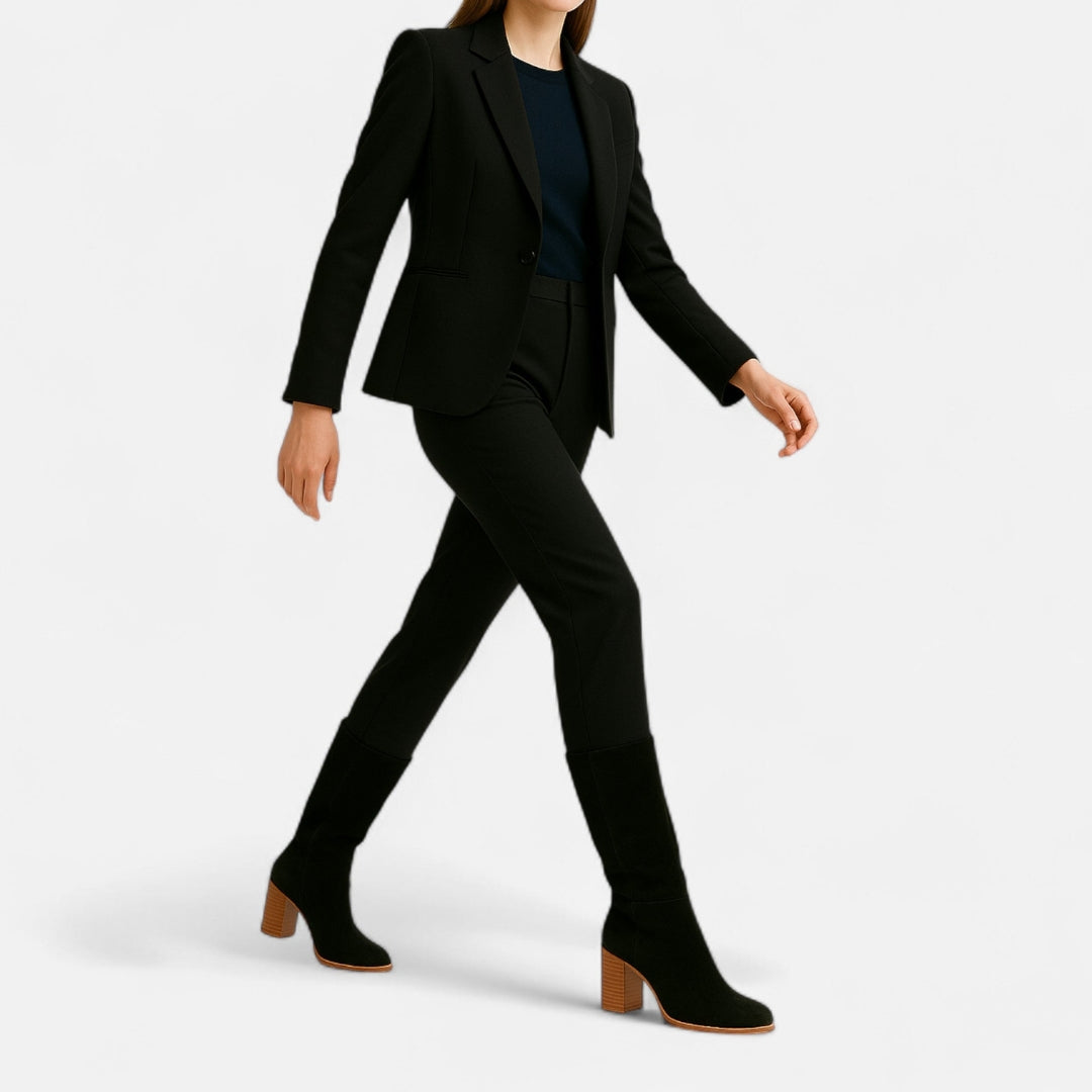 Bottes hautes à talon bloc pour femme – matière synthétique aspect suédé