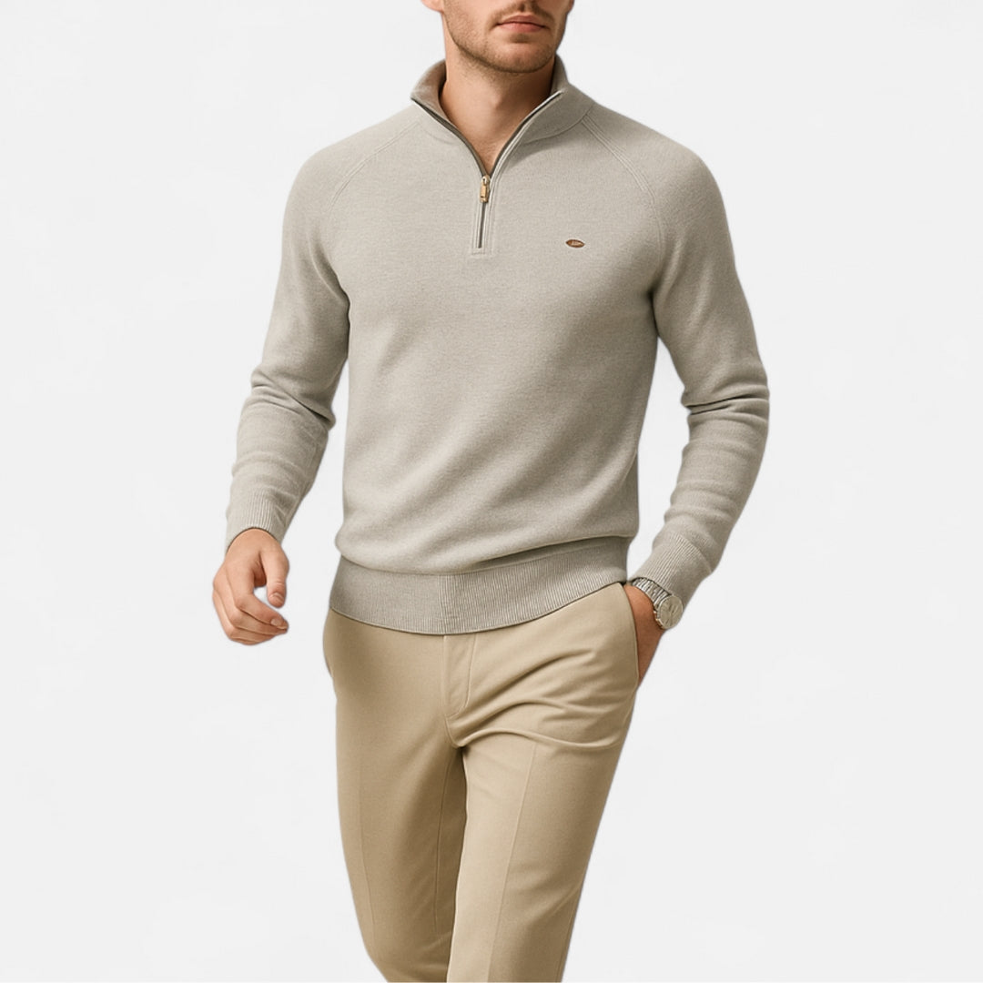 Pull à demi-zip à col montant pour homme