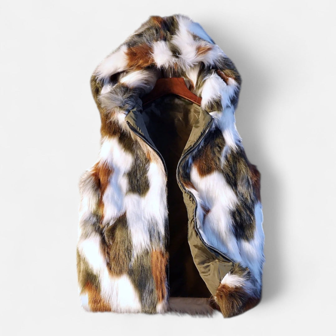 Gilet à capuche en fausse fourrure pour homme