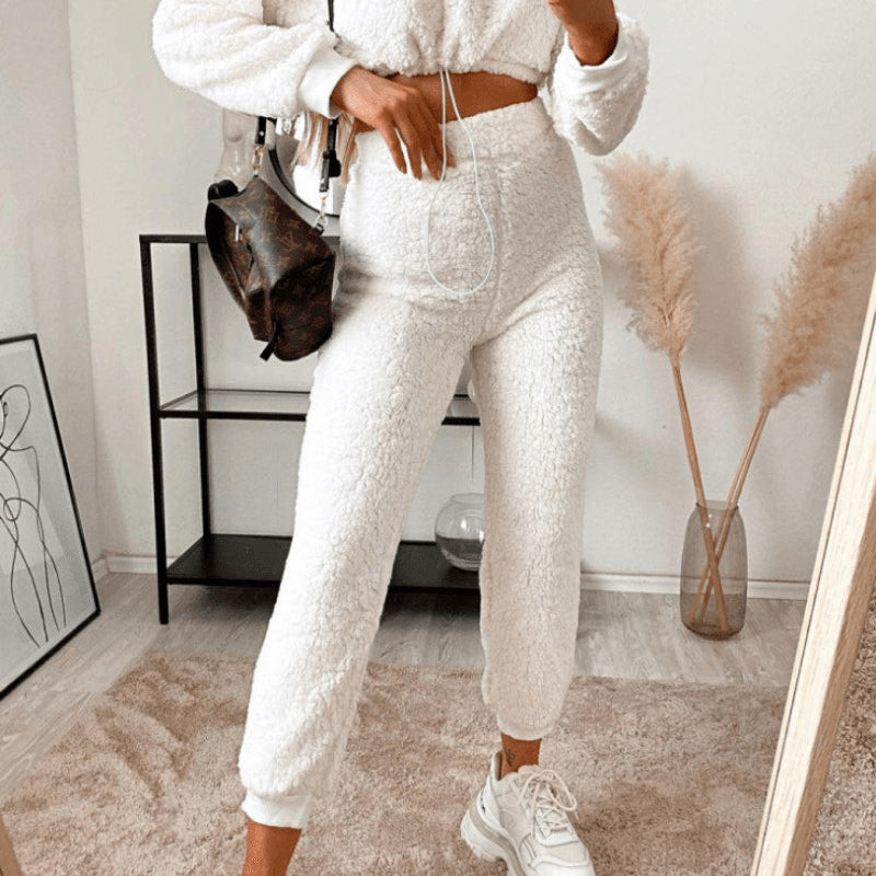 Ensemble Femme Polaire | Haut Court à Cordon & Jogging Taille Haute