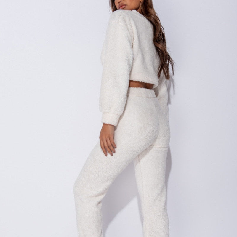 Ensemble Femme Polaire | Haut Court à Cordon & Jogging Taille Haute