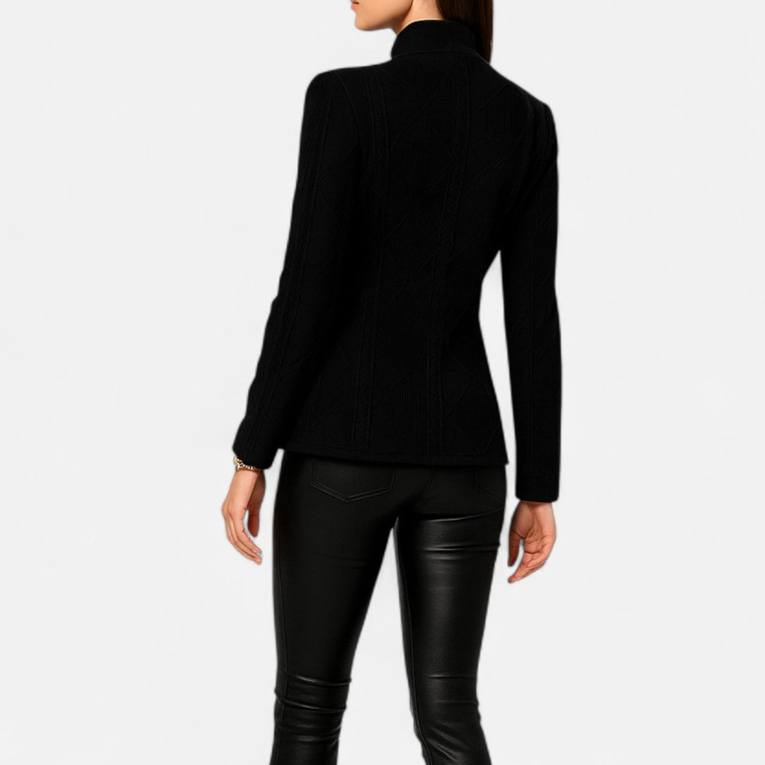 Blazer à boutons à col en V en tissu texturé pour femme