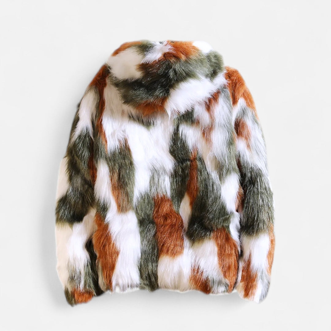 Veste à capuche imitation fourrure pour homme