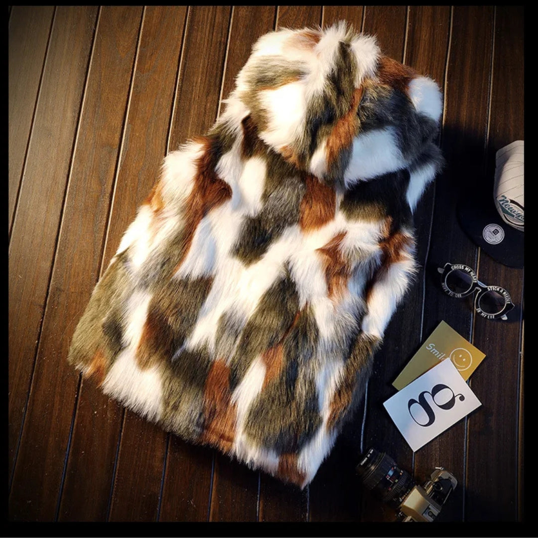 Gilet à capuche en fausse fourrure pour homme