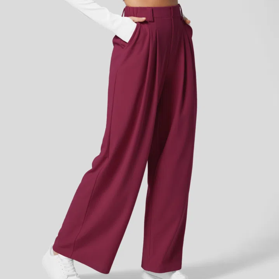 Pantalon Femme | Taille Haute à Jambe Large Unie