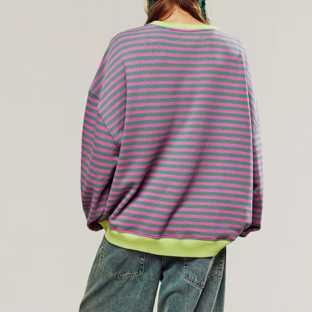 Sweat à rayures pour femme à manches longues