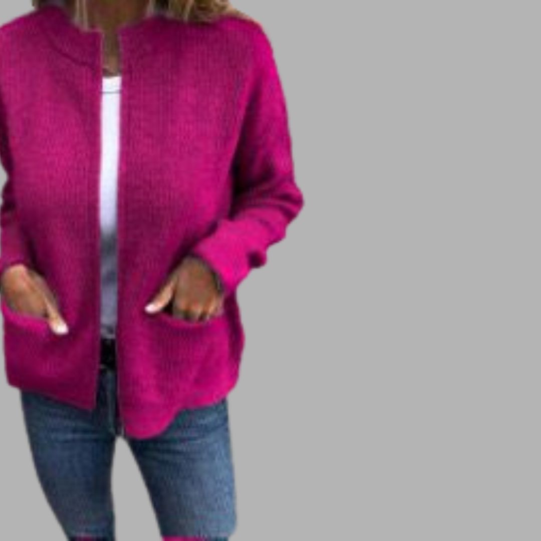 Veste tricotée à côtes zippée avec poches pour femme