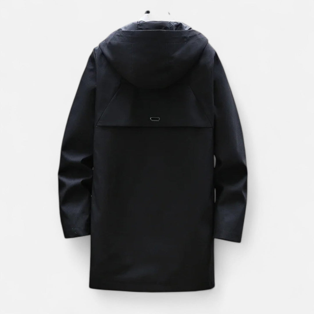 Manteau Long à Capuche Zippé pour Homme