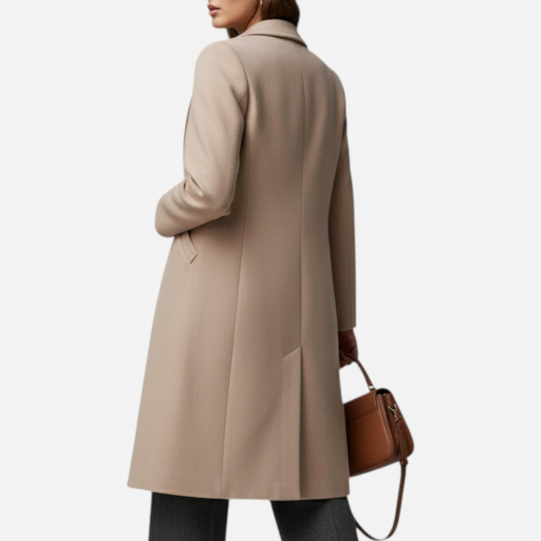 Manteau Long à Revers pour Femme | Tissu Effet Laine