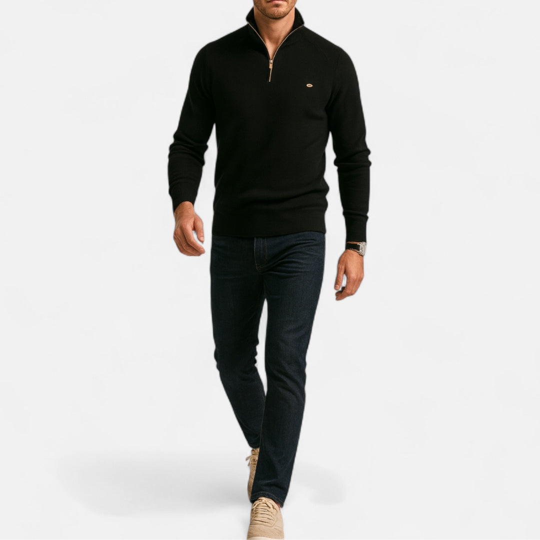 Pull à demi-zip à col montant pour homme