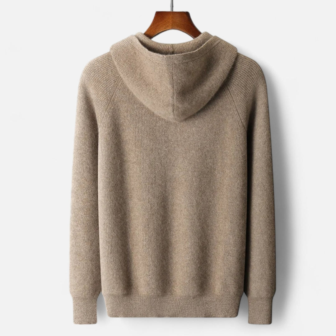 Gilet zippé à capuche en maille pour homme