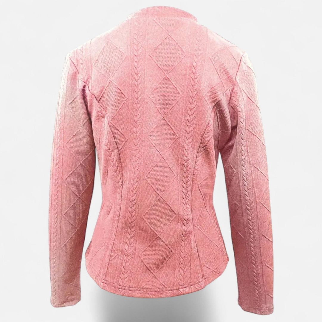 Blazer à boutons à col en V en tissu texturé pour femme