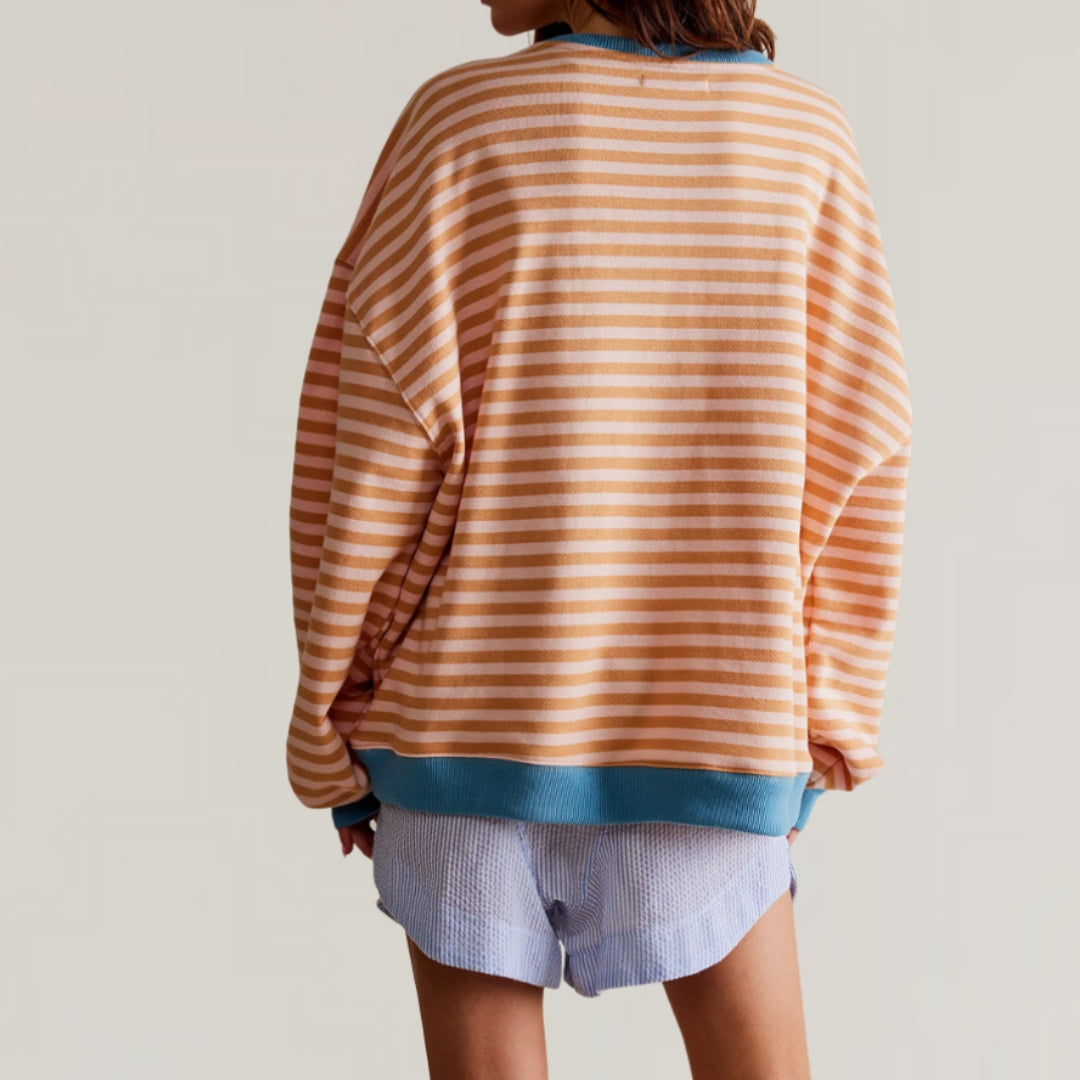 Sweat à rayures pour femme à manches longues