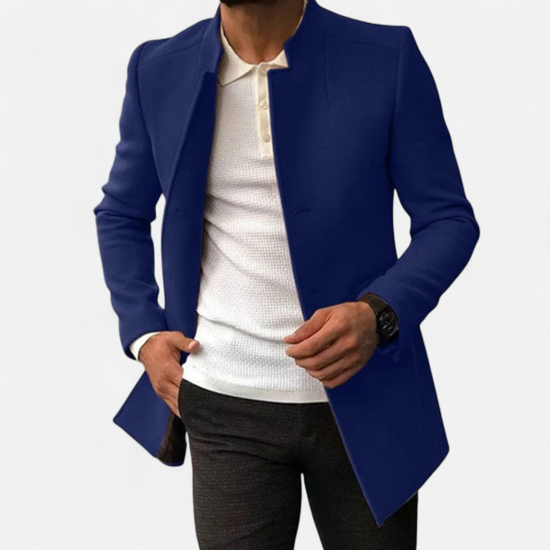 Manteau long pour homme avec col montant et boutons