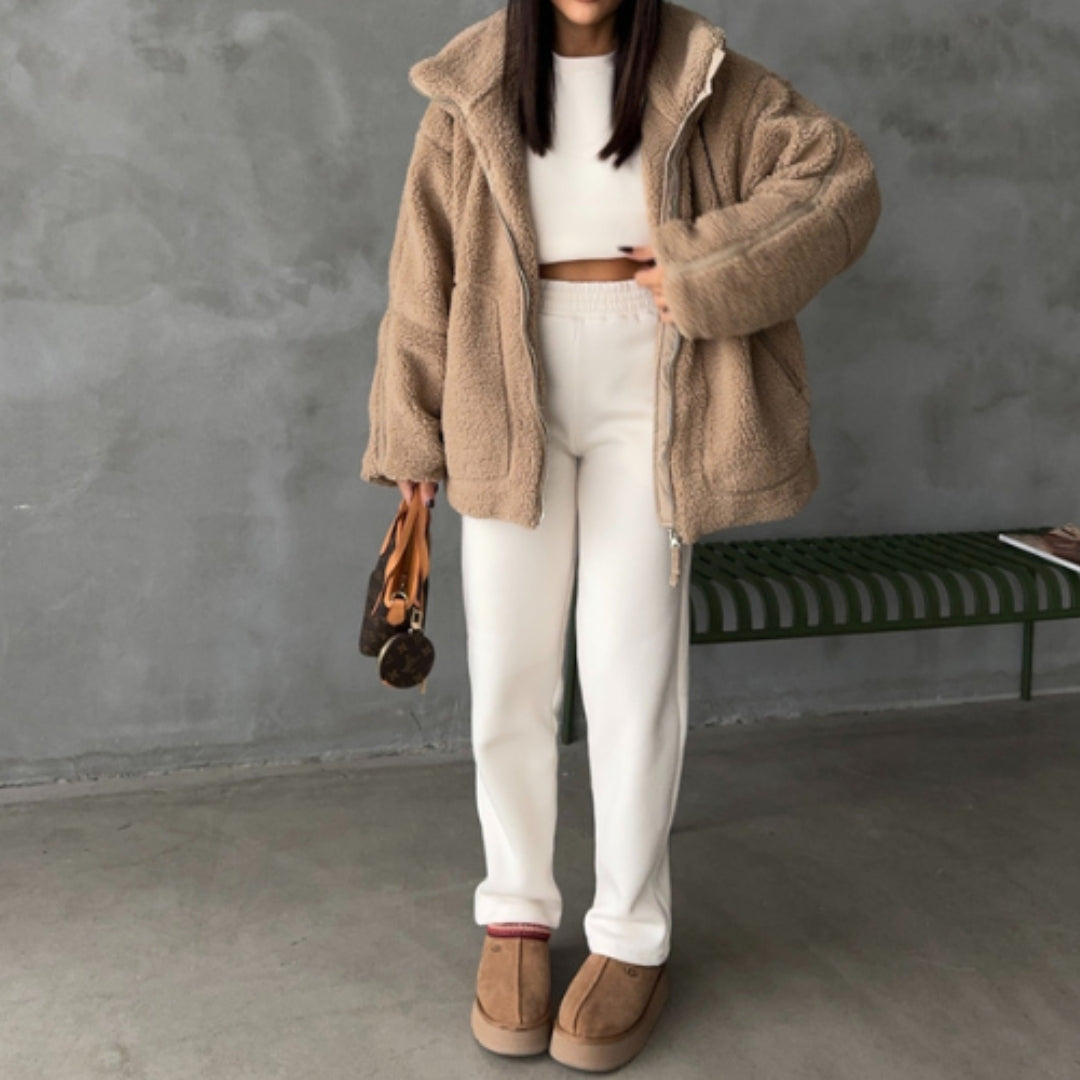 Veste zippée en polaire avec poches pour femme