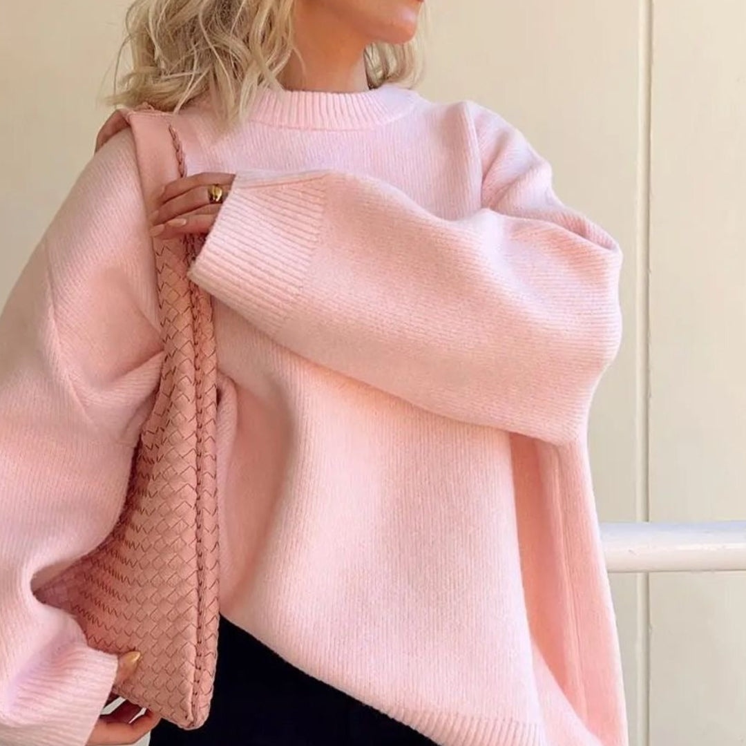 Pull en maille à col rond et manches longues pour femme