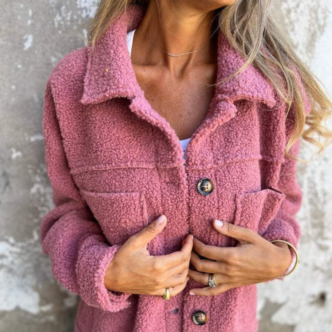 Veste en polaire à boutons avec poches pour femme