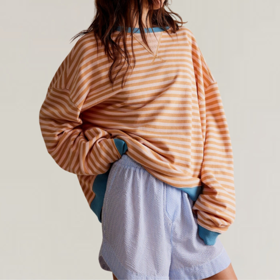 Sweat à rayures pour femme à manches longues