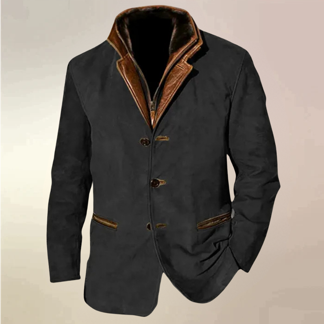 Blazer med lynlås og kontrastkrave til mænd