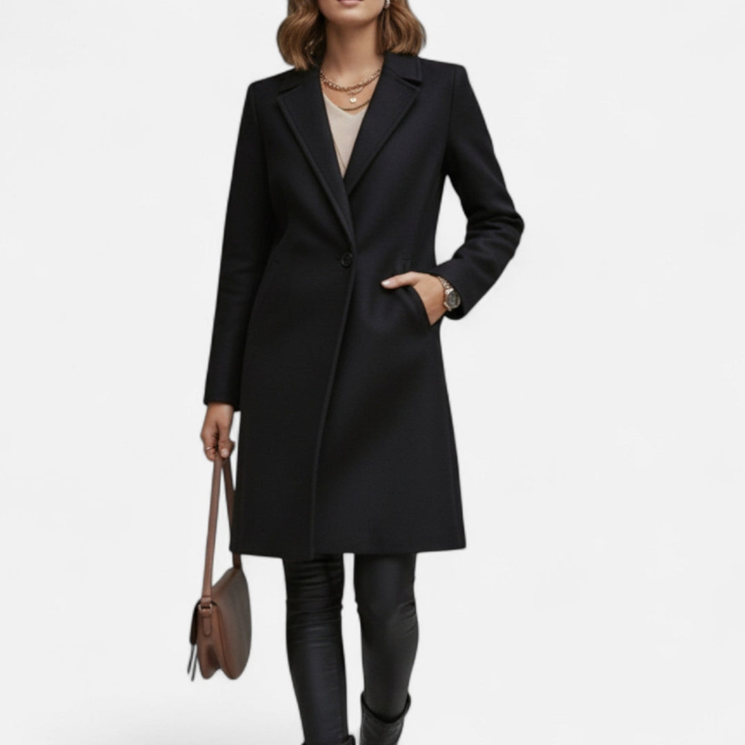 Manteau Long à Revers pour Femme | Tissu Effet Laine