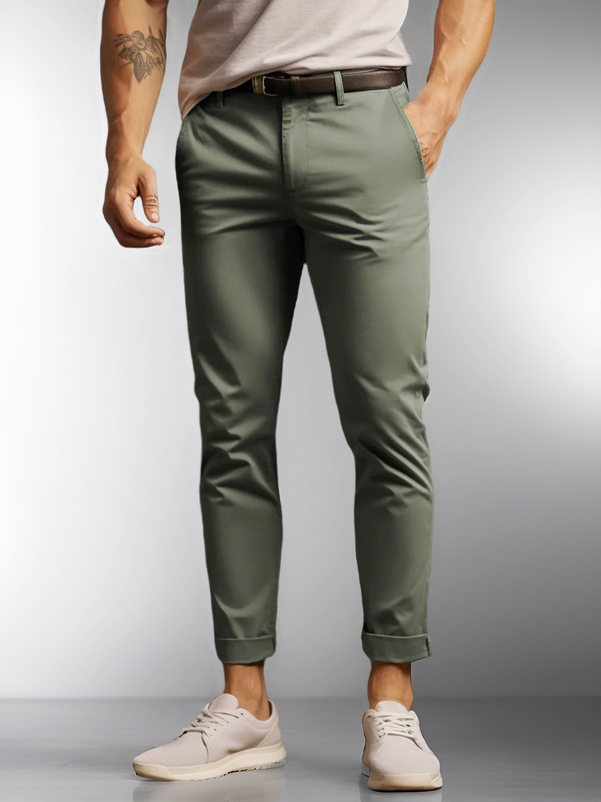 Pantalon chino à jambe droite pour homme