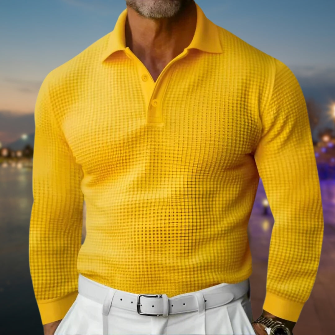 Chemise polo à manches longues en tricot pour homme
