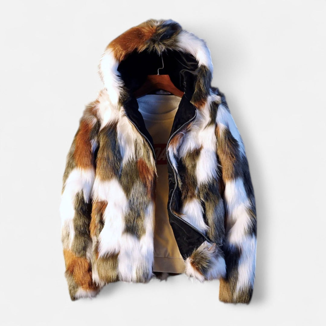 Veste à capuche imitation fourrure pour homme