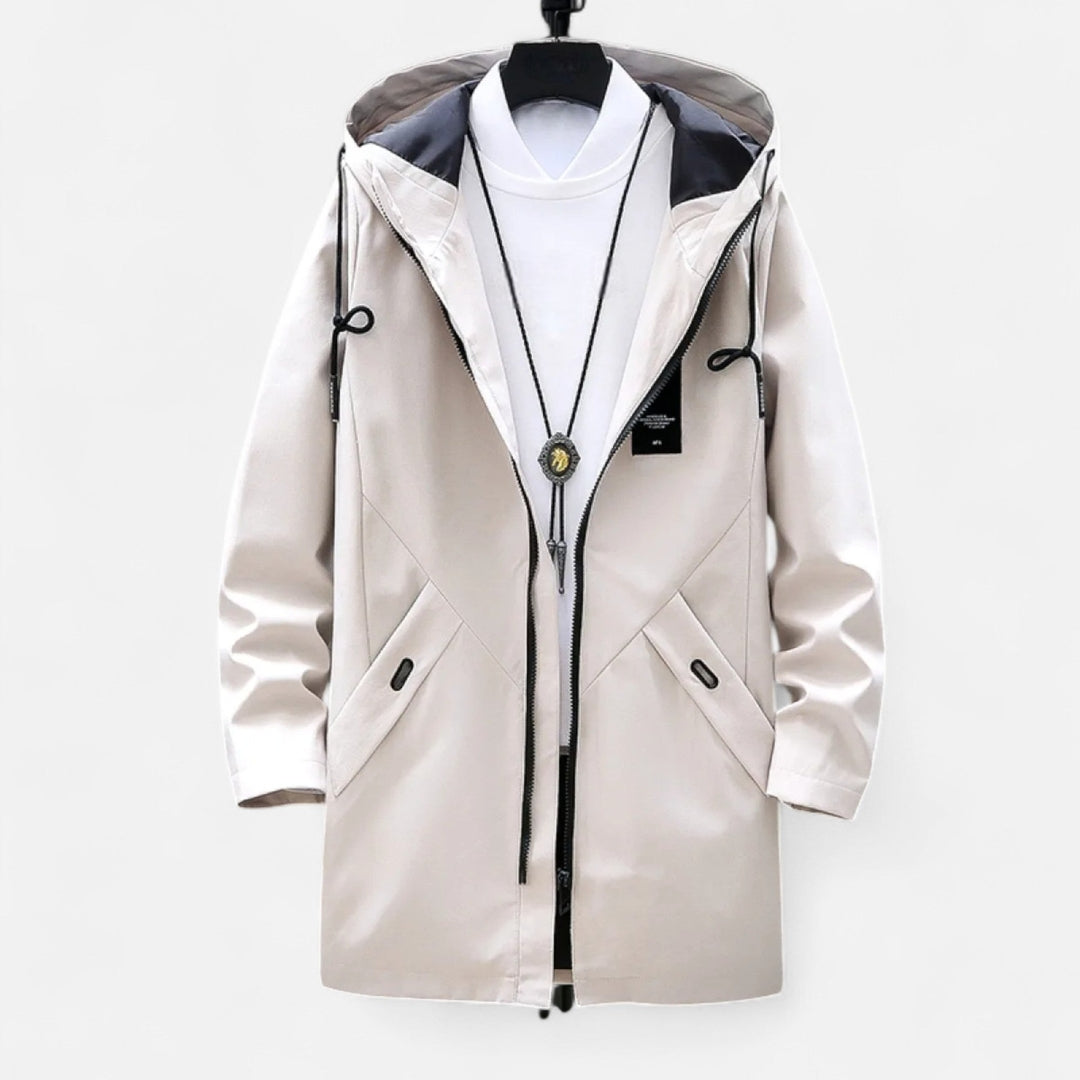 Manteau Long à Capuche Zippé pour Homme