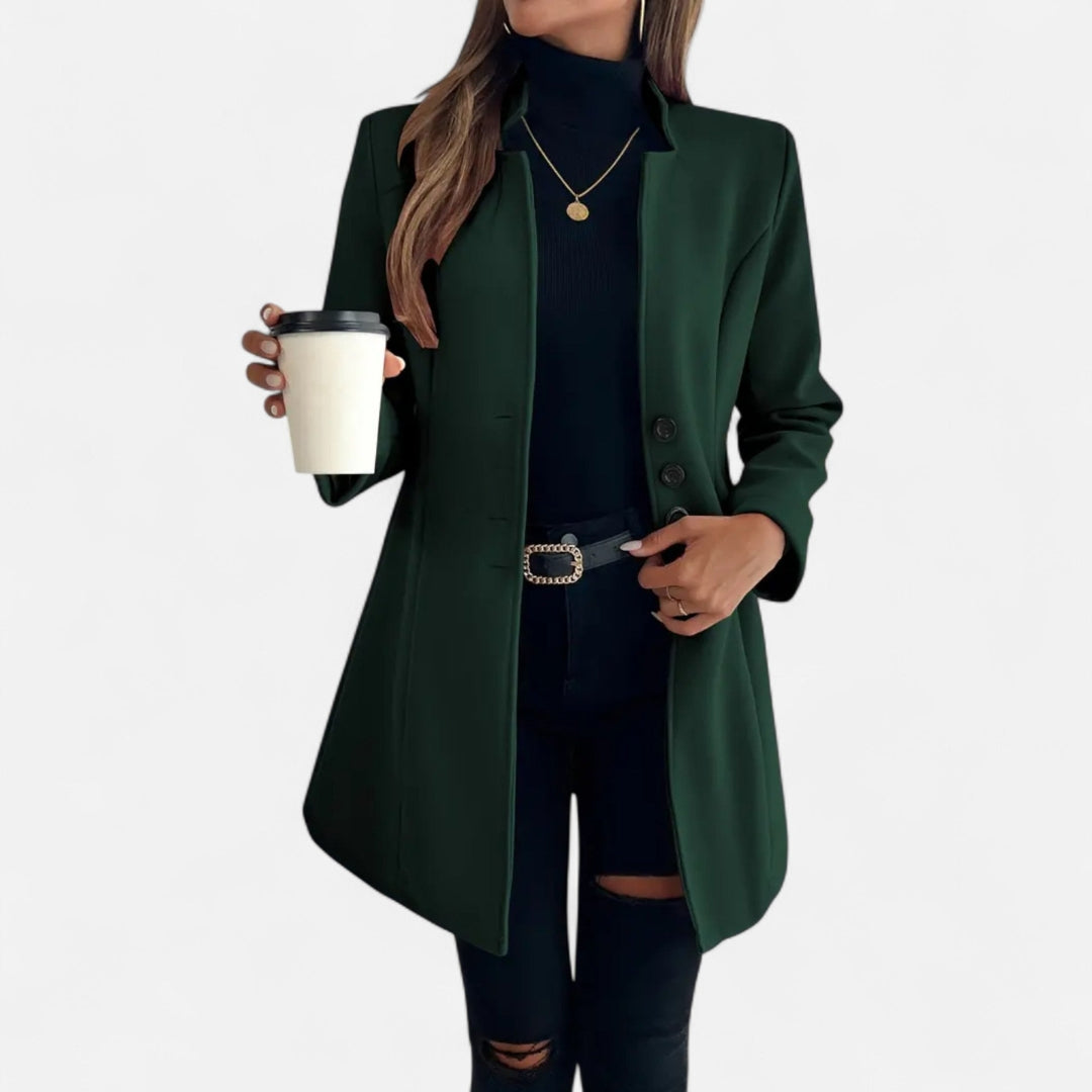 Manteau long à simple boutonnage pour femme