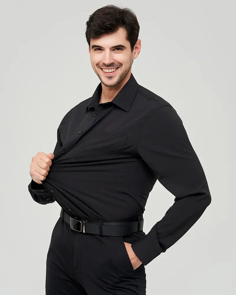 Elegant herreskjorte med lange ærmer i strækbart materiale