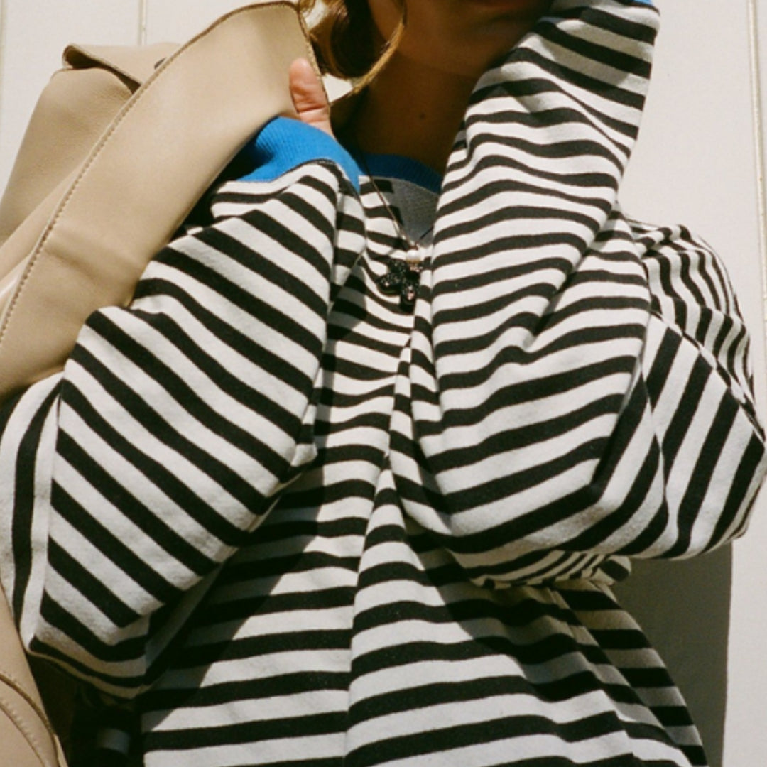 Sweat à rayures pour femme à manches longues