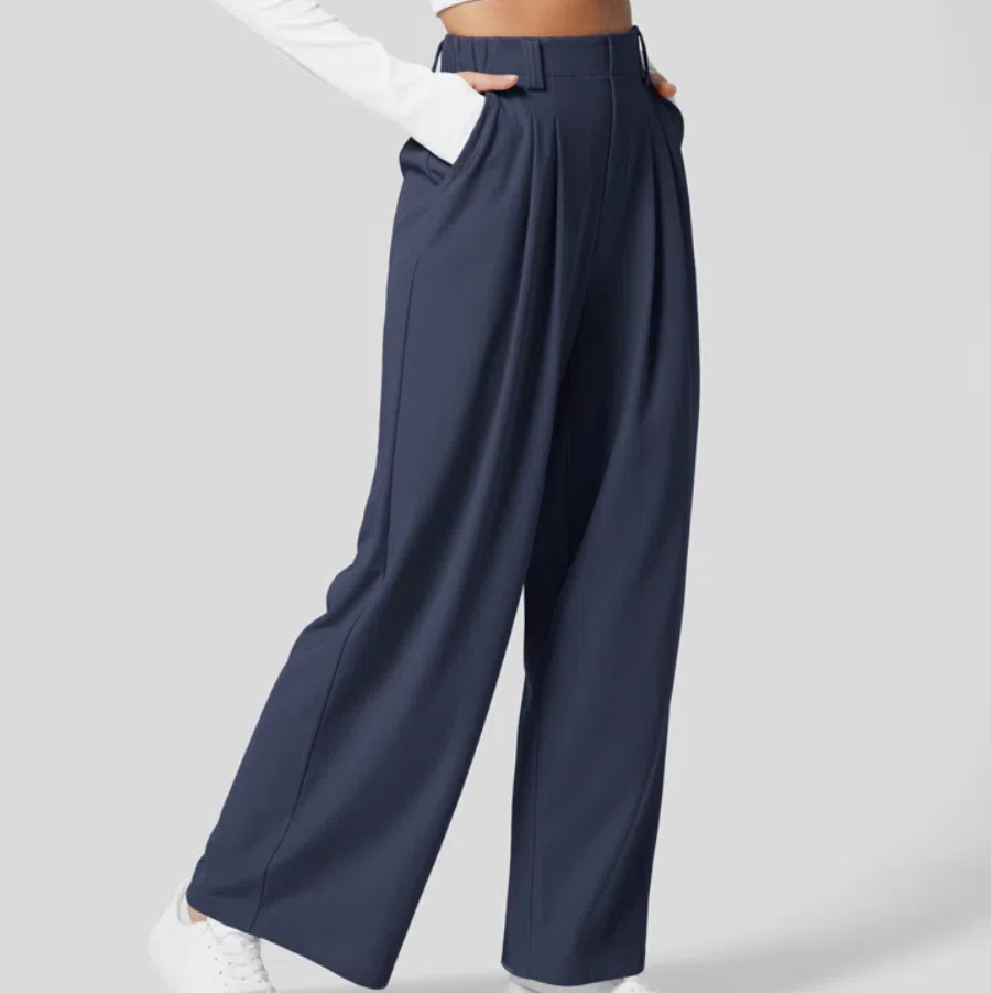 Pantalon Femme | Taille Haute à Jambe Large Unie