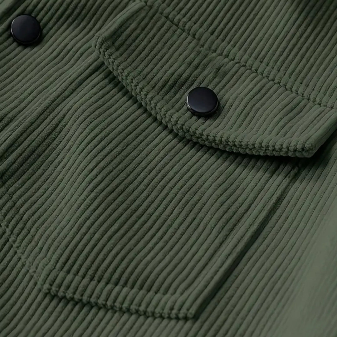 Surchemise en velours côtelé avec boutons et poches pour homme